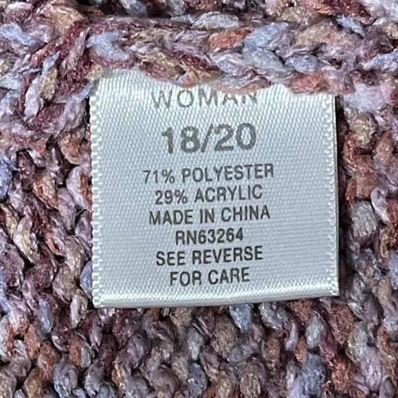 Dressbarn woman size 18/20 pink variegated asymmetric collar chunky sweater - Picture 5 of 7